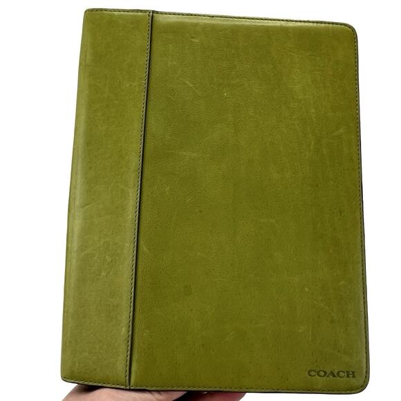 Coach Green Leather iPad Folio Case 10.5” Tablet Sleeve Preppy Minimalist - Picture 1 of 16